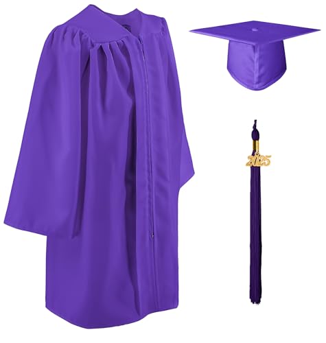 GraduatePro Kindergarten Abschluss Talar und Hut Kinder 2025 Kostüme Für Vorschule Kindergarten Abschlussfeier Mädchen Junge Lila 30=M von GraduatePro