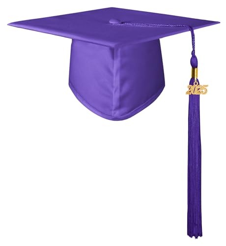 GraduationMall Doktorhut Studentenhut,Uni Abschluss Hut 2025 Anhänger Quaste für die Abschlussfeier vom Hochschule,Abitur,Bachelor Hut Lila von GraduationMall