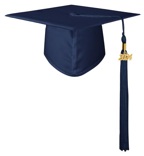 GraduationMall Doktorhut Studentenhut,Uni Abschluss Hut 2024 Anhänger Quaste für die Abschlussfeier vom Hochschule,Abitur,Bachelor Hut Marineblau von GraduationMall