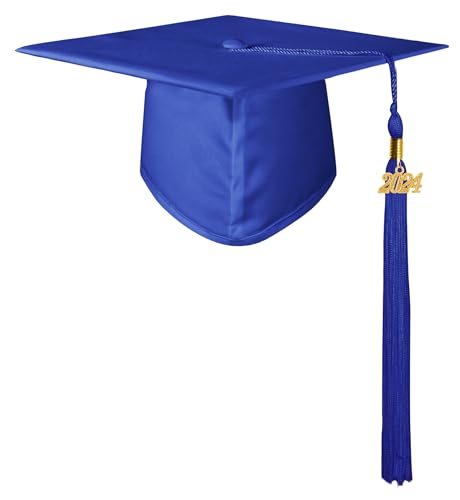 GraduationMall Doktorhut Studentenhut,Uni Abschluss Hut 2024 Anhänger Quaste für die Abschlussfeier vom Hochschule,Abitur,Bachelor Hut Royalblau von GraduationMall