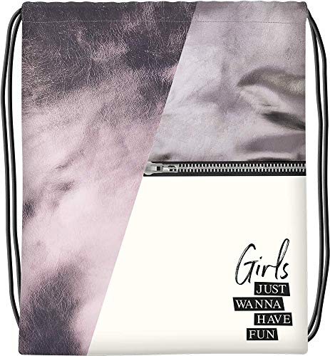 Grafik-Werkstatt Turnbeutel | Rucksack mit Metallic-Akzenten | hochwertiger Gym Bag | Girls just wanna have fun von Grafik-Werkstatt