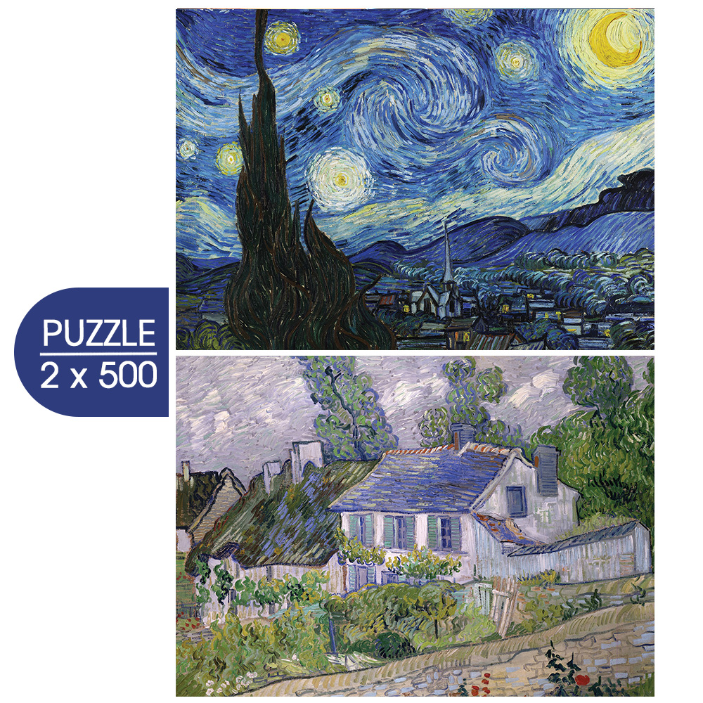 Grafika 2 Puzzles - Die Kunst van Goghs: Sternennacht, 1889 - Häuser in Auvers, 1890 500 Teile Puzzle Grafika-F-33665 Grafika 2 Puzzles - Die Kunst van Goghs: Sternennacht, 1889 - Häuser in Auvers, 1890 500 Teile Puzzle Grafika-F-33665 von Grafika