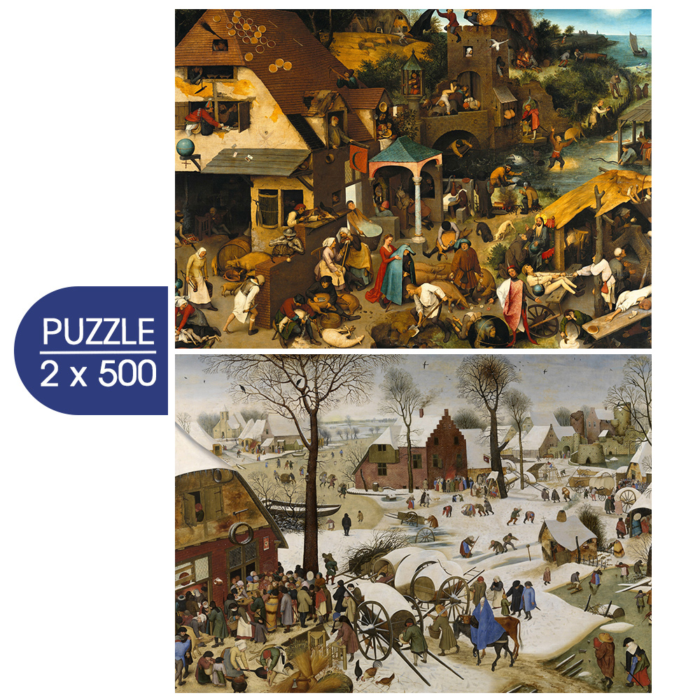 Grafika 2 Puzzles - Pieter Brueghels Kunst: Niederländische Sprichwörter - Die Volkszählung zu Bethlehem 500 Teile Puzzle Grafika-F-33705 von Grafika