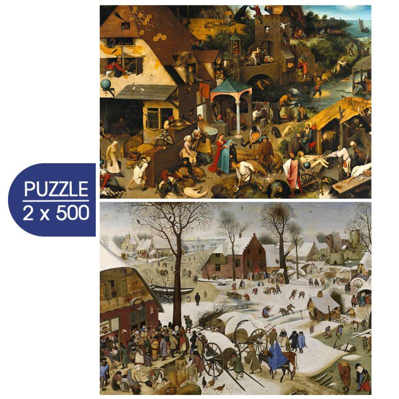 Grafika 2 Puzzles - Pieter Brueghels Kunst: Niederländische Sprichwörter - Die Volkszählung zu Bethlehem 500 Teile Puzzle Grafika-F-33705 von Grafika