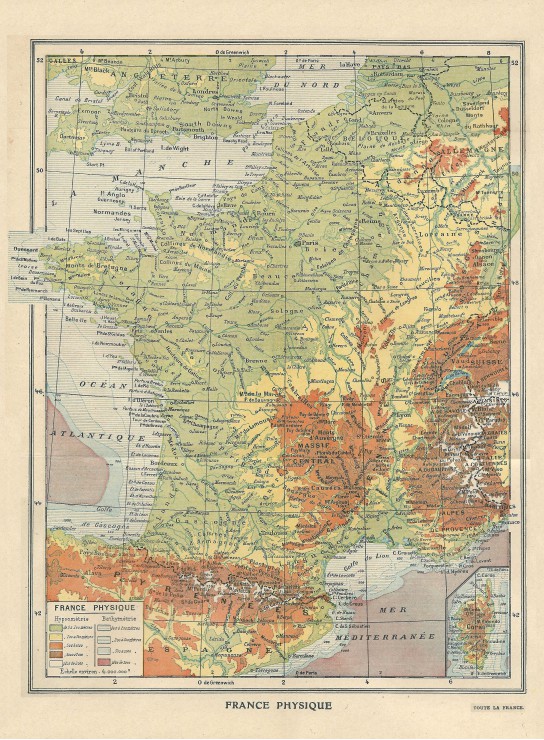 Grafika Frankreich physisch - Larousse, 1925 2000 Teile Puzzle Grafika-F-30320 von Grafika