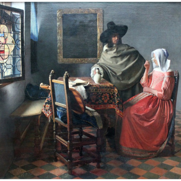 Grafika Johannes Vermeer - The Glass of Wine, 1658-1660 von Grafika