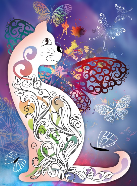 Grafika Katze und Schmetterlinge 2000 Teile Puzzle Grafika-F-30415 von Grafika