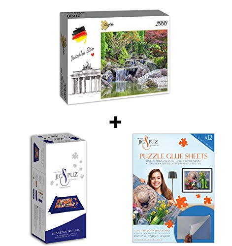 Grafika Puzzle 2000 Teile – Deutschland Edition – Japanischer Garten, Bonn + Kleber + Matte von Grafika