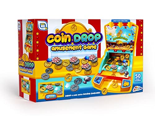 Grafix Coin Drop Unterhaltungsspiel Fairground Arcade Pusher Machine Kinder Familie Spaß batteriebetrieben, mehrfarbig, 38,5 x 23,5 x 8,5 cm von Grafix