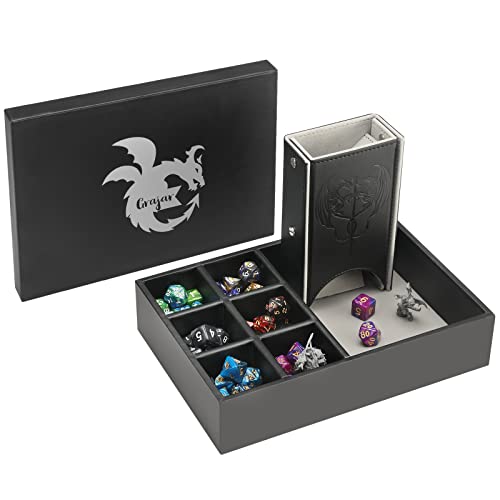 Grajar DND Würfelablage und Würfelturm mit Aufbewahrung, 3-in-1-Würfelrolltablett mit Deckel, tragbare Würfelbox, DND-Würfelhalter für Dungeons and Dragons, D&D, RPG, MTG, Tischspiele, Grau Grajar DND Würfelablage und Würfelturm mit Aufbewahrung, 3-in-1-Würfelrolltablett mit Deckel, tragbare Würfelbox, DND-Würfelhalter für Dungeons and Dragons, D&D, RPG, MTG, Tischspiele, Grau von Grajar