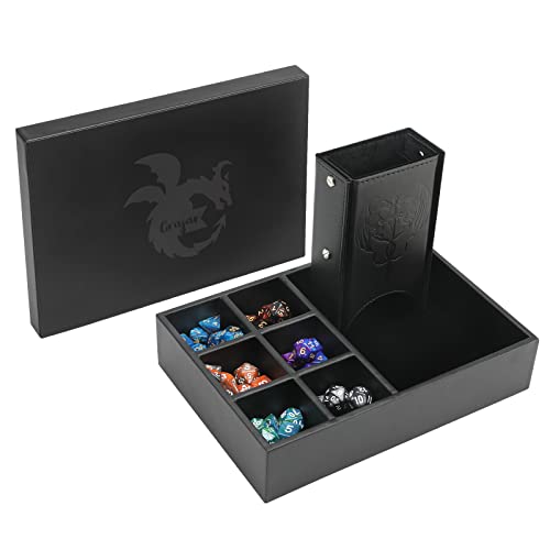 Grajar DND Würfeltablett und Würfelturm mit Aufbewahrung, 3 in 1 WürfelRolltablett mit Deckel, tragbare Würfelbox Aufbewahrung, DND Würfelhalter für Dungeons and Dragons D&D RPG MTG Tischspiele Grajar DND Würfeltablett und Würfelturm mit Aufbewahrung, 3 in 1 WürfelRolltablett mit Deckel, tragbare Würfelbox Aufbewahrung, DND Würfelhalter für Dungeons and Dragons D&D RPG MTG Tischspiele von Grajar
