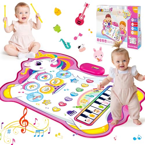 Gralal Baby Spielzeug Ab 1 2 Jahre Mädchen, Einhorn 3-in-1 Musikmatte Mit 8 Tiergeräuschen, 10 Demoliedern Und Aufnahmefunktion, Geschenk 1 2 Jahre Mädchen 1. Geburtstag Einhorn Geschenke Für Mädchen von Gralal