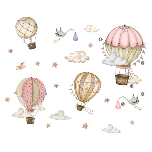 Gralara 2 Stück Heißluftballon-Wandaufkleber, Wanddekoration, DIY, dekorativ, Wandaufkleber mit Sternen, Vögeln, Wolken, Kunstwandbild für Spielzimmer Gralara 2 Stück Heißluftballon-Wandaufkleber, Wanddekoration, DIY, dekorativ, Wandaufkleber mit Sternen, Vögeln, Wolken, Kunstwandbild für Spielzimmer von Gralara