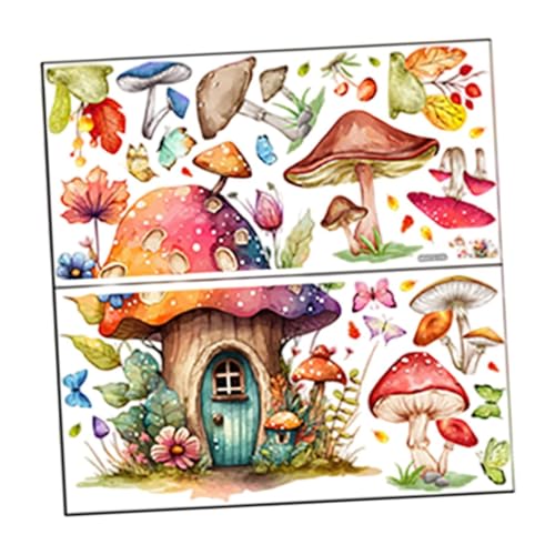 Gralara 2 Stück Pilzhaus-Wandaufkleber, Wanddekoration, Pilz-Schmetterlings-Wandaufkleber, Kunstwandbild für Kinderzimmer Gralara 2 Stück Pilzhaus-Wandaufkleber, Wanddekoration, Pilz-Schmetterlings-Wandaufkleber, Kunstwandbild für Kinderzimmer von Gralara