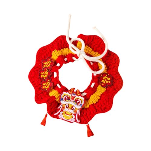 Gralara Gestricktes Katzenhalsband für das Neue Jahr, Kätzchenhalskette, Schal, Kostümzubehör, niedliche Foto-Requisite, handgewebtes Häkellätzchen für, L Gralara Gestricktes Katzenhalsband für das Neue Jahr, Kätzchenhalskette, Schal, Kostümzubehör, niedliche Foto-Requisite, handgewebtes Häkellätzchen für, L von Gralara