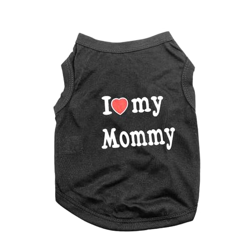 Gralara Hunde-T-Shirt „I Love Mommy“, bedrucktes Hemd, Sommer-Hundeweste, Welpen-T-Shirts für Welpen, Heimtierbedarf, kleine Hunde und Kätzchen, Es ist schwarz von Gralara
