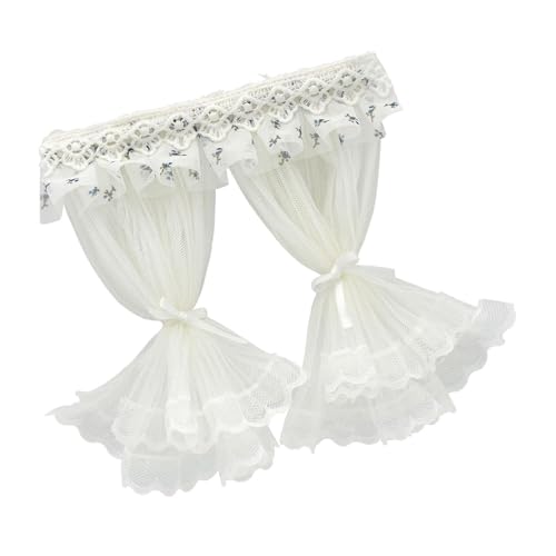 Filigranes Spitzen-Vorhang-Set für Modellhäuser, anpassbare Bänder und blaue Auswahlmöglichkeiten, Fotografie-Requisiten, abnehmbare Raffhalter, Vorhänge, Puppenhäuser von Gramigg