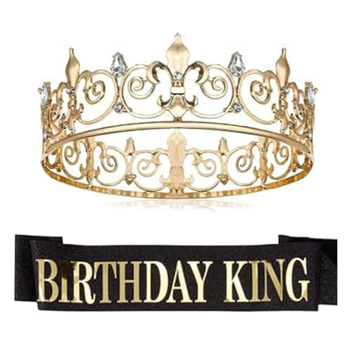 Geburtstag Königskronen mit Schärpen für Männer Geburtstag König Strass Kronen Schulter Wrap Set Geburtstag Party Requisiten Zubehör Geburtstag Königskronen mit Schärpen für Männer Geburtstag König Strass Kronen Schulter Wrap Set Geburtstag Party Requisiten Zubehör von Gramigg
