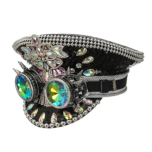 Gramigg Bejeweled Kapitän Hut mit schimmernden Kristallen für Disco Haus Cocktailpartys mit funkelnden Diamanten für die Bühne Gramigg Bejeweled Kapitän Hut mit schimmernden Kristallen für Disco Haus Cocktailpartys mit funkelnden Diamanten für die Bühne von Gramigg