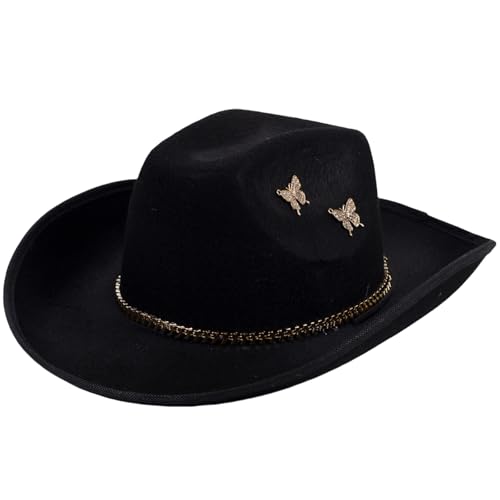 Gramigg Cosplay Kostüm Hut mit großen Krempen Strass Schmetterling Sonnenhut Tanzen Party Festival Kopfbedeckung Foto Zubehör Gramigg Cosplay Kostüm Hut mit großen Krempen Strass Schmetterling Sonnenhut Tanzen Party Festival Kopfbedeckung Foto Zubehör von Gramigg