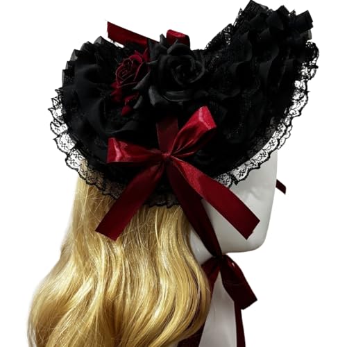 Gramigg Dark Series Punk Strohhut für Rollenspiele Event Bowknot Blumenhut mit verstellbarer Krawatte Halloween Event Kopfschmuck Gramigg Dark Series Punk Strohhut für Rollenspiele Event Bowknot Blumenhut mit verstellbarer Krawatte Halloween Event Kopfschmuck von Gramigg