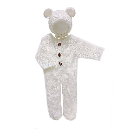 Gramigg Foto-Requisiten für Neugeborene, Jungen und Mädchen, Häkelkleidung, Mohair-Hut, Hose, Foto-Requisiten, Kostüm-Set, Mohair-Bär-Mütze und Strampler mit Fuß Gramigg Foto-Requisiten für Neugeborene, Jungen und Mädchen, Häkelkleidung, Mohair-Hut, Hose, Foto-Requisiten, Kostüm-Set, Mohair-Bär-Mütze und Strampler mit Fuß von Gramigg