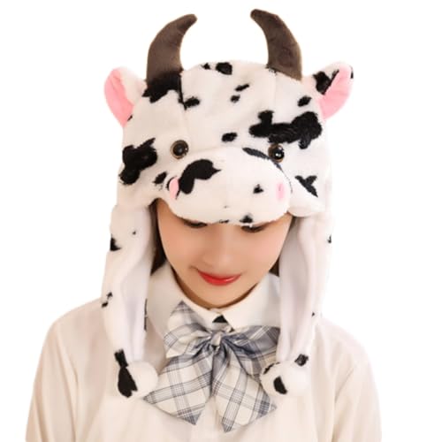 Gramigg Kinder-Mütze mit beweglichen Ohren, Motiv: Kuh, Plüsch, warm, gefüllt, Ohrenklappen, Schal, Cosplay-Requisiten Gramigg Kinder-Mütze mit beweglichen Ohren, Motiv: Kuh, Plüsch, warm, gefüllt, Ohrenklappen, Schal, Cosplay-Requisiten von Gramigg
