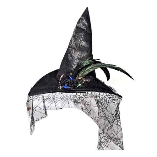 Gramigg Leuchten Hexenhut Halloween Kostümzubehör Für Halloween Party Schleiergefütterte Elegante Kopfbedeckung Für Maskerade Gramigg Leuchten Hexenhut Halloween Kostümzubehör Für Halloween Party Schleiergefütterte Elegante Kopfbedeckung Für Maskerade von Gramigg