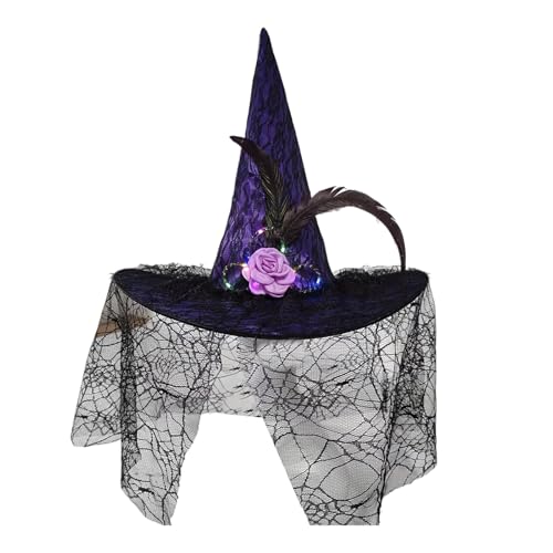 Gramigg Leuchten Hexenhut Halloween Kostümzubehör Für Halloween Party Schleiergefütterte Elegante Kopfbedeckung Für Maskerade Gramigg Leuchten Hexenhut Halloween Kostümzubehör Für Halloween Party Schleiergefütterte Elegante Kopfbedeckung Für Maskerade von Gramigg