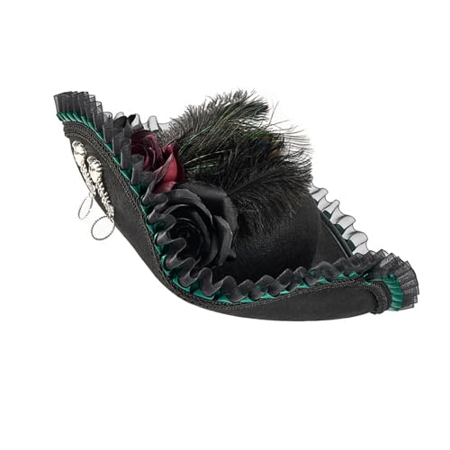 Gramigg Piratenhut für Erwachsene, Wolle, Used-Look und aufwendige Nähte, Trikorn, für historisches Halloween-Kostüm, Spitzenfeder, Pirat von Gramigg