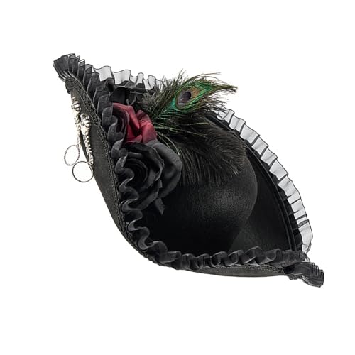 Gramigg Piratenhut für Erwachsene, Wolle, Used-Look und aufwendige Nähte, Trikorn, für historisches Halloween-Kostüm, Spitzenfeder, Pirat von Gramigg