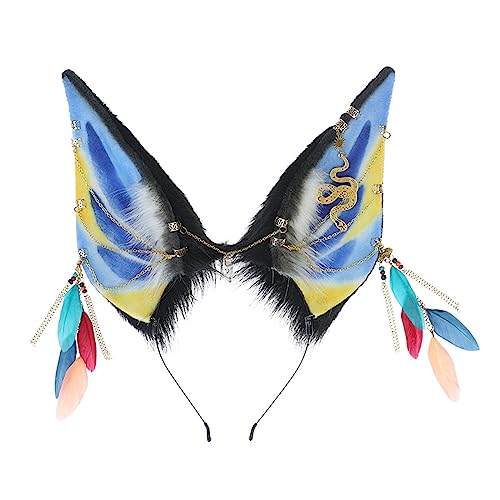 Gramigg Plüsch-Ohr-Quasten-Haarband, ethnisches baumelndes Stirnband, Cosplay-Party-Requisiten, Haarreif, Halloween, Kopfschmuck, Mädchen-Zubehör Gramigg Plüsch-Ohr-Quasten-Haarband, ethnisches baumelndes Stirnband, Cosplay-Party-Requisiten, Haarreif, Halloween, Kopfschmuck, Mädchen-Zubehör von Gramigg