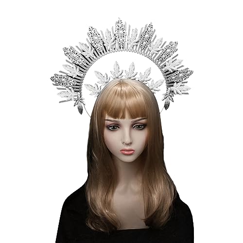 Gramigg SunGoddess Haarreif mit Krone, Vintage-Stil, Jungfrau-Mary-HaloHaarband, Halloween-Party-Kostüm-Set, Dame Kopfschmuck Gramigg SunGoddess Haarreif mit Krone, Vintage-Stil, Jungfrau-Mary-HaloHaarband, Halloween-Party-Kostüm-Set, Dame Kopfschmuck von Gramigg