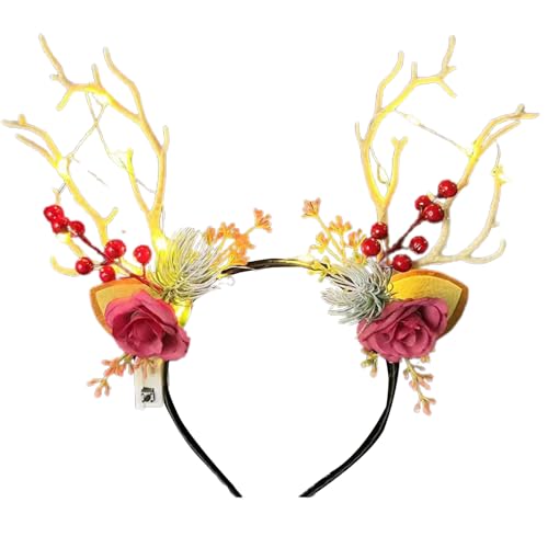 Gramigg Weihnachts-Blumen-Geweih-Stirnband, Festival, Party, Weihnachten, beleuchteter Kopfschmuck, Urlaubs-Haarreifen, Party-Requisiten, Haar-Accessoire Gramigg Weihnachts-Blumen-Geweih-Stirnband, Festival, Party, Weihnachten, beleuchteter Kopfschmuck, Urlaubs-Haarreifen, Party-Requisiten, Haar-Accessoire von Gramigg