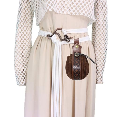 Mittelalterlicher Kostümgürtel mit passender geprägter Hüfttasche für Cosplay-Nachstellungen und heidnische Feste, Versammlungen, Mittelalterliche, verstellbare Hüfttasche von Gramigg