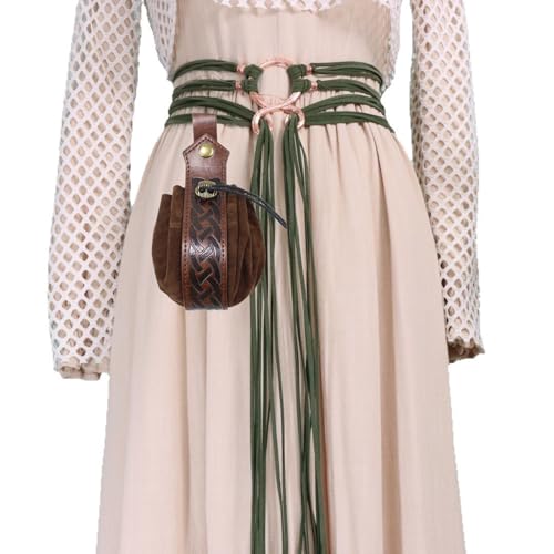 Mittelalterlicher Kostümgürtel mit passender geprägter Hüfttasche für Cosplay-Nachstellungen und heidnische Feste, Versammlungen, Mittelalterliche, verstellbare Hüfttasche von Gramigg