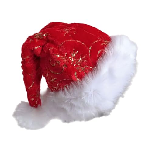 Pailletten-Weihnachtsmannmütze, dicker Plüsch-Kopfschmuck, weiße pelzige Krempe, für Weihnachtsfeiern, Cosplay-Zubehör Pailletten-Weihnachtsmannmütze, dicker Plüsch-Kopfschmuck, weiße pelzige Krempe, für Weihnachtsfeiern, Cosplay-Zubehör von Gramigg
