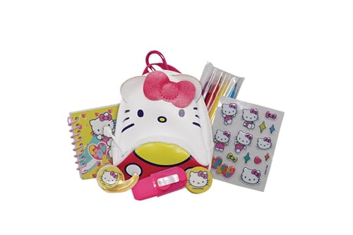 Grandi Giochi Hello Kitty Mini-Rucksack Hello Kitty Art & Craft, 3 Modelle mit Karabinerhaken zum Aufhängen und nicht wählbar, enthält Notizbuch, Aufkleber und andere Acessoren, für Kinder ab 3 Jahren von Grandi Giochi