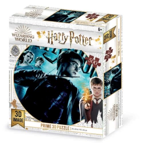 Grandi Giochi PU102000 Harry Potter und alle Protagonisten der Saga Horizontales Linsenpuzzle, inkl. 500 Teilen und 3D-Effekt-Packung-PU102000 von Grandi Giochi