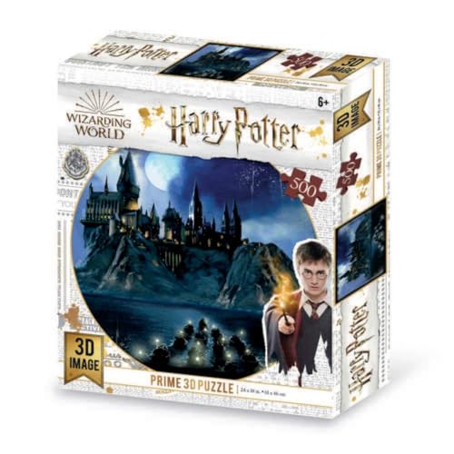 Grandi Giochi PU103000 Harry Potter Hogwarts Horizontales Linsenpuzzle mit 500 Teilen und 3D-Effekt Verpackung-PU100001 von Grandi Giochi