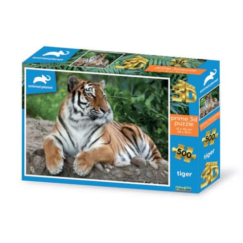 Grandi Giochi PU201000 Tigre Discovery Tiger Linsenpuzzle horizontal mit 500 Teilen und 3D-Effekt Verpackung-PU201000 von Grandi Giochi
