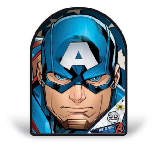 Grandi Giochi PUB01000 Capitan America Marvel Avengers Captain Vertikales Linsenpuzzle mit 300 Teilen und 3D-Effekt Blechdose-PUB01000 von Grandi Giochi