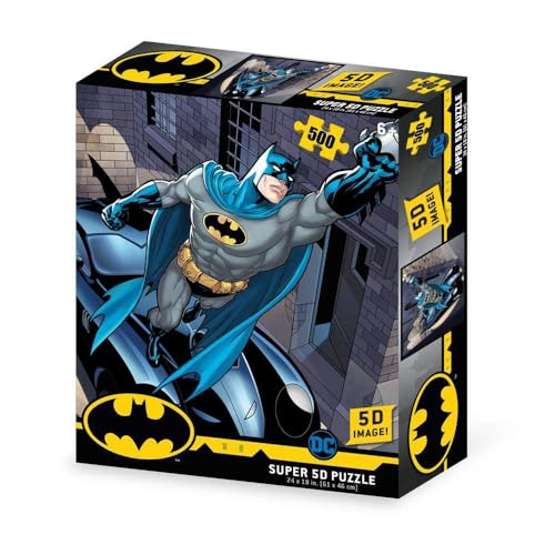 Grandi Giochi PUD01000 DC Comics Batman und das Batmobile horizontale Linsenpuzzle, inklusive 500 Teilen und 3D-Effekt Verpackung-PUD01000 von Grandi Giochi