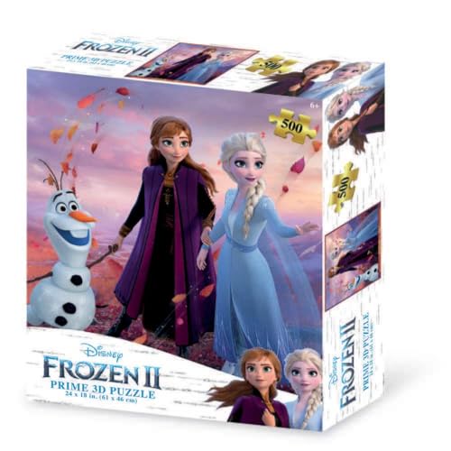 Grandi Giochi PUR02000 Frozen, ELSA, Anna e Olaf Eiskönigin II horizontales Linsenpuzzle mit 500 Teilen und 3D-Effektverpackung-PUR02000 von Grandi Giochi
