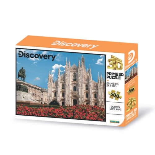 Grandi Giochi PUV01000 Discovery Duomo Milano Linsenförmiges horizontales Puzzle mit 500 Teilen und 3D-Effekt Verpackung-PUV01000 von Grandi Giochi