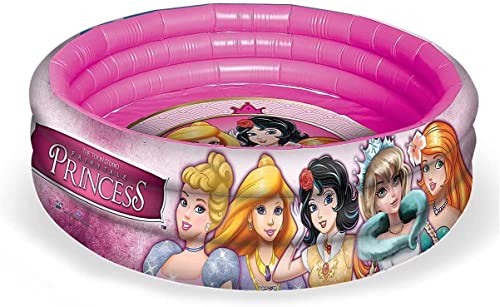 Grandi Giochi - Prinzessinnen aufblasbarer Pool für Kinder mit 3 Ringen, Größe 90 cm, Farbe Rosa, PR00002 von Grandi Giochi