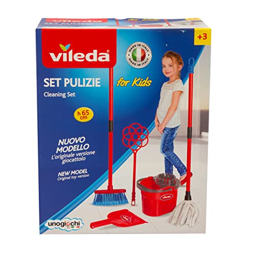 Grandi Giochi - Reinigungsset Vileda for Kids, die Originalversion Spielzeug mit Besen, Schaufel, Schläger, Eimer und Mocio, IAM01100 von Grandi Giochi