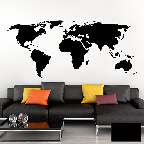 Grandora Wandtattoo Weltkarte Erde Globus Karte I schwarz 150 x 65 cm I Welt Atlas Schlafzimmer Wohnzimmer Wandsticker Wandaufkleber W698 Grandora Wandtattoo Weltkarte Erde Globus Karte I schwarz 150 x 65 cm I Welt Atlas Schlafzimmer Wohnzimmer Wandsticker Wandaufkleber W698 von Grandora