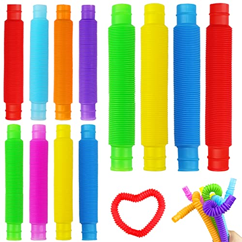 12 Stück Mini Pop Röhren Sensorik Spielzeug, 19 mm 29 mm Mehrfarben-Stretch-Rohr, Newest Pop Tubes für Stressabbau und Anti-Angst für Kinder und Erwachsene von Grantop