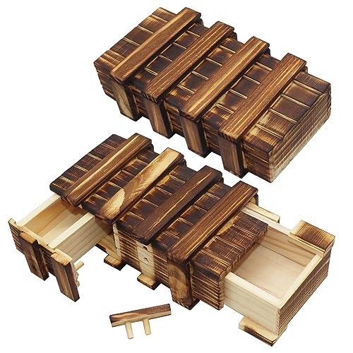 2 Stück Magische Rätselbox Set, Holz Geschenkbox Set, Magische Rätselbox mit 2 Sicheren Fächern für Geldgeschenke, Gutscheine, Schmuck Mystery Knobelspiel Geburtstag Geschenk von Grantop